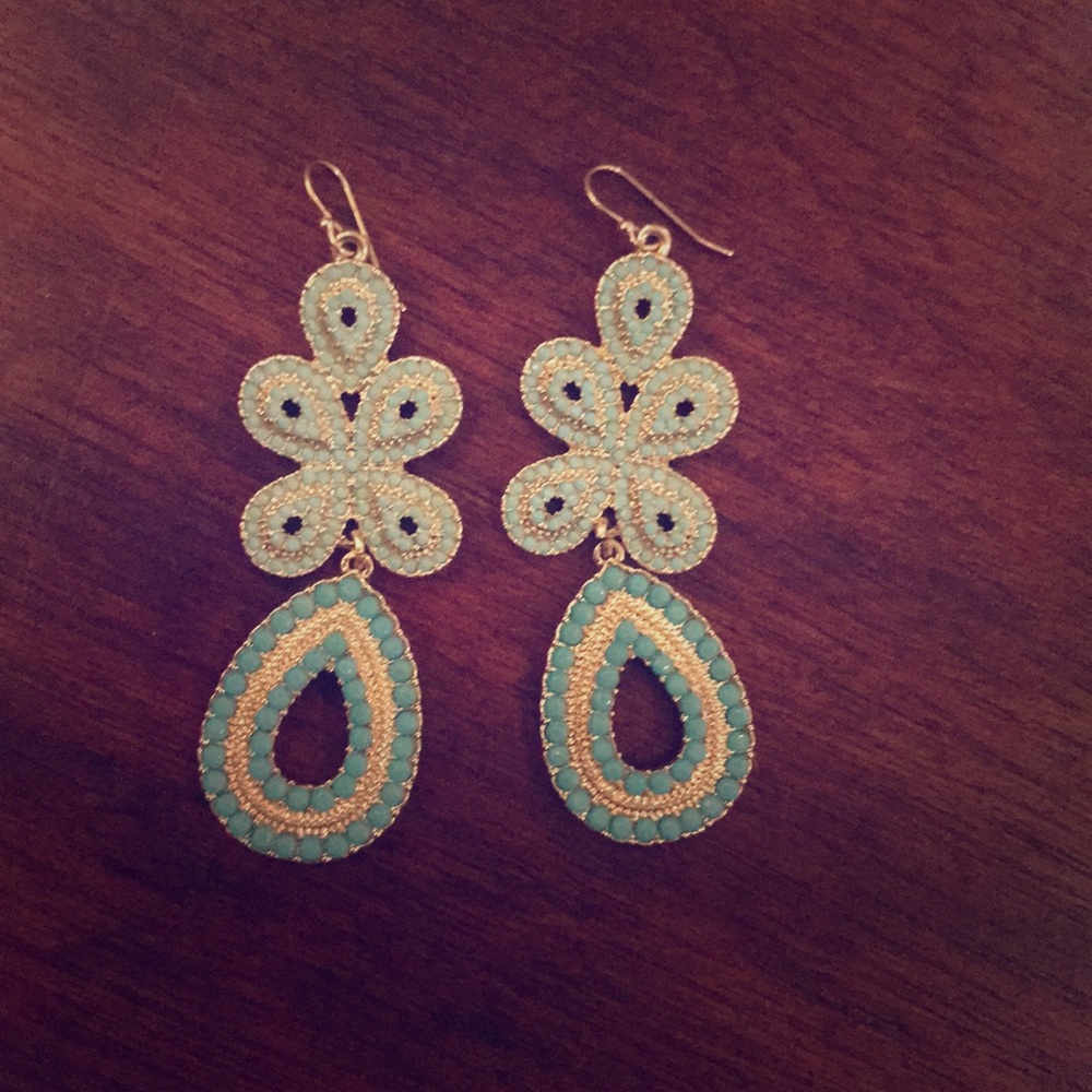 Stella & Dot blue and gold earrings